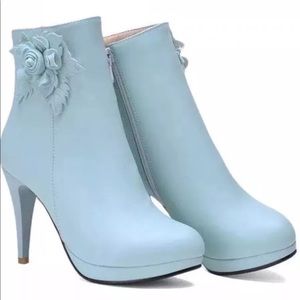light blue heel boots